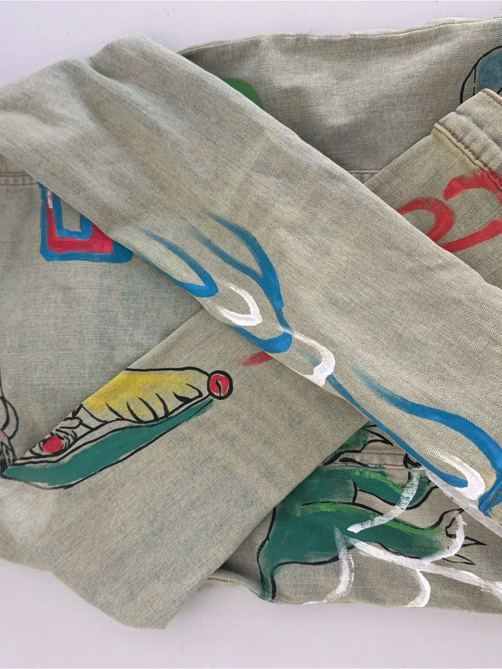 Haus of JR Kids Hand-Painted Graphic Denim Jacket - Size 10 NWT